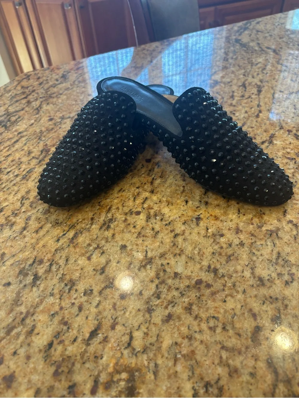 Michael Kors Black Studded Slip-On Mules